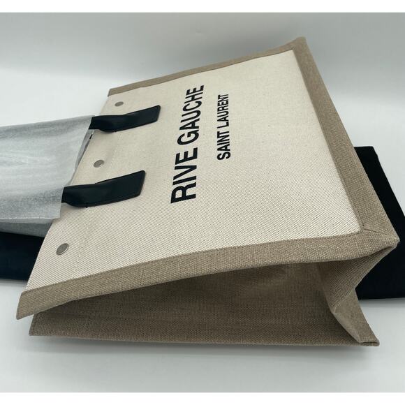 NEW SAINT LAURENT YSL RIVE GAUCHE SUMMER SMALL CANVAS TOTE BAG AUTHENTIC - Picture 8 of 15